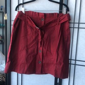 Belted button down A line skirt